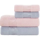 Nurpak Bambu Banyo Havlu Seti - 4 Parça - 90 x 150 cm - Gri - Pudra