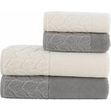 Nurpak Hazal 4'lü Banyo Havlu Takımı 90 x 150 cm - 50 x 90 cm Gri - Krem