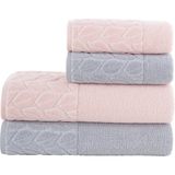 Nurpak Hazal 4'lü Banyo Havlu Takımı 90 x 150 cm - 50 x 90 cm Gri - Pudra