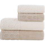 Nurpak Hazal 4'lü Banyo Havlu Takımı 90 x 150 cm - 50 x 90 cm Kahve - Krem