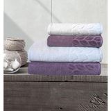Nurpak Hazal Banyo Havlu Seti 2 Adet Banyo Havlusu (90X150cm) 2 Adet Baş Havlusu (50X90cm) - Mürdüm - Bej - 90 x 150 cm