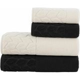 Nurpak Hazal Banyo Havlu Seti - 90 x 150 cm - 50 x 90 cm - Antrasit - Ekru