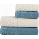 Nurpak Hazal Banyo Havlu Seti - 90 x 150 cm - 50 x 90 cm - Mavi - Ekru