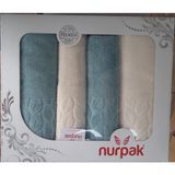 Nurpak Hazal Banyo Havlu Seti Pamuk 90 x 150 cm Kahve-Krem Yüksek Su Emicilik Özelliği - Krem - Petrol