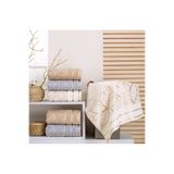 Nurpak Kadife Jakarlı Yaprak Desenli 6 Adet 50x90 cm El Yüz Havlusu Gri-Kahve-Bej