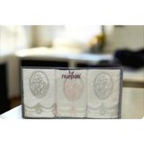 Nurpak Lale Bambu %70 Bambu %30 Pamuk Nakışlı Kutulu 6 Adet 50X90 El Yüz Havlusu - 50 x 90 cm - Bej