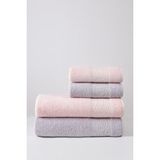 Nurpak Moda Jakarlı 4'lü Banyo Havlu Takımı - 50 x 90 cm - Gri