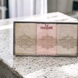 Nurpak Osmanlı Bambu Nakışlı %70 Bambu %30 Pamuk Kutulu 6 Adet 50X90 El Yüz Havlusu - 50 x 90 cm - Bej