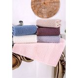 Nurpak Zikzak %100 Pamuklu 6 Adet 50X90 cm El Yüz Havlusu - Krem - Somon - Yeşil - Taş - 50 x 90 cm