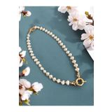 Nurs Jewelry Accessories Pirinç Kaplama Barok Klips İnci Kolye Gold Detaylı