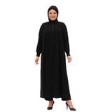 NURSEL KOLU NERVÜRLÜ PİLİSELİ MEDİNE İPEĞİ KADIN FERACE SİYAH 50