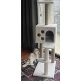 Nursoft Beyaz Kedi Tırmalama ve Oyun Evi