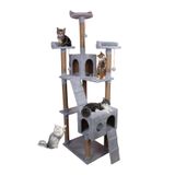 Nursoft Cat City 3 Katlı 2 Yuvalı Dayanıklı Kedi Oyun Evi ve Kedi Tırmalama Tahtası