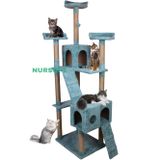Nursoft Cat City 3 Stepli Ponponlu Şık Kedi Tırmalama ve Oyun Evi Çok Katlı Kedi Evi