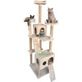 Nursoft Cat City Bej Renkli Kedi Oyun Evi Ve Tırmalaması Yüksek Kaliteli Welsoft Kumaş ile