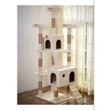 Nursoft Cat City Beyaz Kedi Oyun Evi Ve Tırmalaması Yüksek Kaliteli Welsoft Kumaş ile Tasarlandı