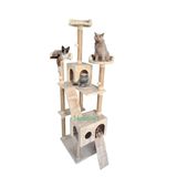 Nursoft Cat City Yeni Rezidans Kedi Oyun Evi ve Tırmalama Bej
