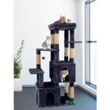 Nursoft Çok Katlı Ponponlu Tırmalamalı Teraslı Lüx Kedi Oyun Evi Nursoft-0108