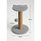 Nursoft Gri Stepli Kedi Tırmalama Tahtası 30 cm Taban 50 cm Yükseklik ile Yumuşak Welsoft Kumaş