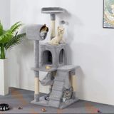 Nursoft Hamaklı Tünelli Lüx Kedi Tırmalama Evi Gri Renk Yumuşak Welsoft Kumaş ile Konforlu Kullanım