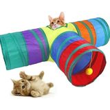 Nursoft Kedi Oyun Tüneli Katlanır Gökkuşağı Uzun Düz Kedi Köpek Oyun Tüneli Evcil Hayvan Oyun Tüneli - T Şeklinde - Renkli