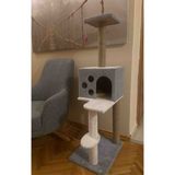 Nursoft Kedi Tırmalama ve Oyun Evi - Beyaz - Gri