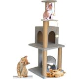 Nursoft T-06 Kedi Oyun Evi Gri Renkli Tırmalama ve Oyun Evi 30x30x110 cm Ebatlar