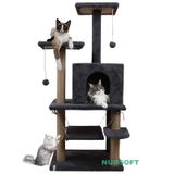 Nursoft Violet Salıncaklı Yuvalı Lüx Kedi Tırmalama Oyun Evi - Nursoft Y-01 antrasit