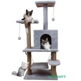 Nursoft Violet Salıncaklı Yuvalı Lüx Kedi Tırmalama Oyun Evi - Nursoft Y-01 gri