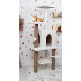 Nursoft Y01 Lüx Kedi Tırmalama Oyun Evi Beyaz Renkli Salıncaklı ve Yuvalı Tasarım 115 cm