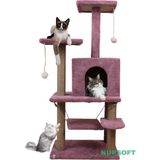 Nursoft Y01 Salıncaklı Yuvalı Lüx Kedi Tırmalama Oyun Evi - Gül Kurusu