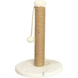 Nursoft Yuvarlak Ponponlu Kedi Tırmalama Direği 52 cm Kedi Tırmalama Tahtası - Beyaz