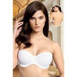 Nurteks 1505 Kadın Push-up Straplez Sütyen, Şeffaf Sırt, Beyaz, 80B
