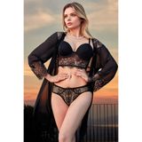 Nurteks 3519 Kadın Dolgulu Sütyen Külot Kimono Takım-siyah, Siyah, 80