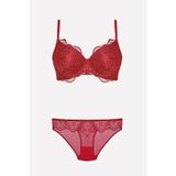 Nurteks 4385 Desteksiz Sütyen Külot Takım, Bordo, 80B