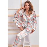 Nurteks 5654x Kadın Büyük Beden Saten Önden Düğmeli Uzun Kollu Pijama Takımı-mint