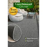 Nurteks Çim Halı Gri Dekoratif Premium Kalite Suni Çim Balkon Bahçe Kaymaz Taban 7 Mm