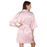 Nurteks İpeksi Saten Gelin Kimono Robe Düğün Giyinme Elbisesi Nedime Bornoz İç Çamaşırı Pijama Gecelik Boncuklu Baskı ile, Leylak rengi, S