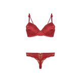 Nurteks Kadın Bordo Destekli Push-up Sütyen Ve String Takım 75-90b, Bordo, 75B