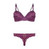 Nurteks Kadın Bordo Destekli Push-up Sütyen Ve String Takım 75-90b, Mor, 75B