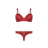 Nurteks Kadın Bordo Destekli Push Up Sütyen Ve String Takım Yeni Sezon, Bordo, 85B