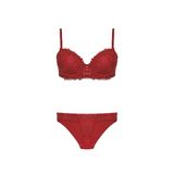 Nurteks Kadın Destekli Push-up Sütyen Ve Külot Takım, Bordo, 80B