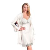 Nurteks Kadın Ekru Saten Gelin Çeyiz Seti Gecelik&sabahlık Kimono Takımı 5393, EKRU, L