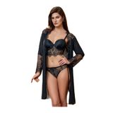 Nurteks Kadın Siyah Destekli Büstiyer Kimono Set