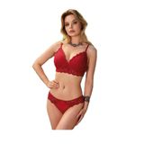 Nurteks Push-Up Dantel Detaylı Sütyen Takım - BORDO 85B