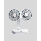 Nurton 720° Döner Çift Taraflı Masaüstü Vantilatör – USB Şarjlı Sessiz Fan - 1BW-Beyaz