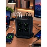 Nurton Çoklu Priz 8 Çıkışlı 4 USB 2 Type-C Anahtarlı Dikey Priz Kulesi - Antrasit - Belirtilmemiş