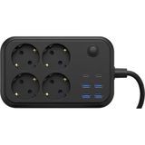 Nurton Termal Korumalı Uzatma Kablosu 4 Priz USB ve Type C Çoklu Şarj Istasyonu - Antrasit - Belirtilmemiş