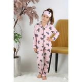 NURTOPU kız çocuk uyku pijama %100 pamuklu süper kalite takımı göz bandı dahil alt üst set yumuşacık ve pamuk kumaş kaliteli full esnek eşofman