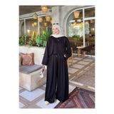 nurvina modest wear Oversize Çima Detaylı Modal Kumaş Tunik,Pile Detay Şalvarlı İkili Takım
